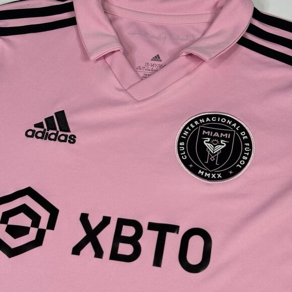 Adidas Inter Miami CF 2022/23 Home Match Jersey Pink Youth Size L H47819 - Picture 3 of 8